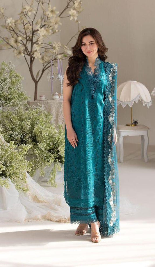 ZAINAB CHOTANI chikankari cotton embroidered unstitced 3pc✓